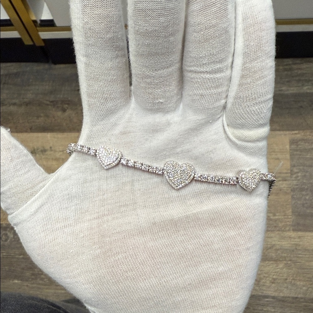 Silver And Moissanite Tennis Bracelet With Heatys